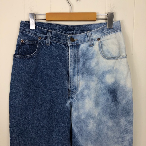 Vintage Two Tone Tie Dye High Waisted Denim Jeans Sz 27 - Picture 6 of 11